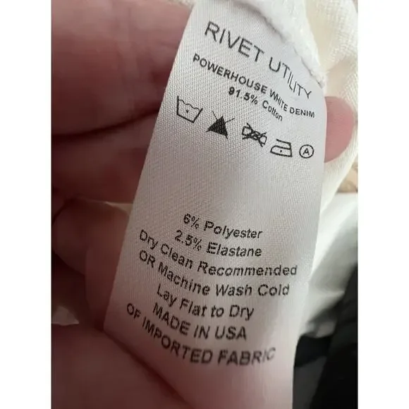 RIVET UTILITY Powerhouse White Stretch Denim Long Sleeve Jumpsuit Sz M $425 - Picture 12 of 15